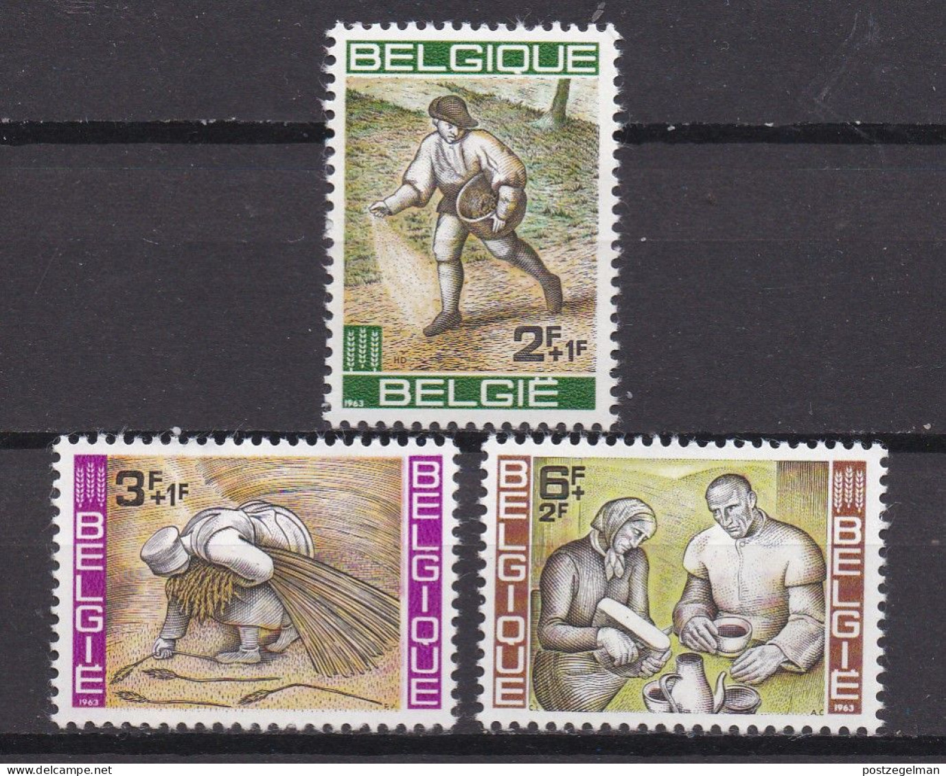 BELGIUM,1963, Hinged Stamp(s), Freedom Of Hunger , M1303-1305 , Scan 10393, - Neufs
