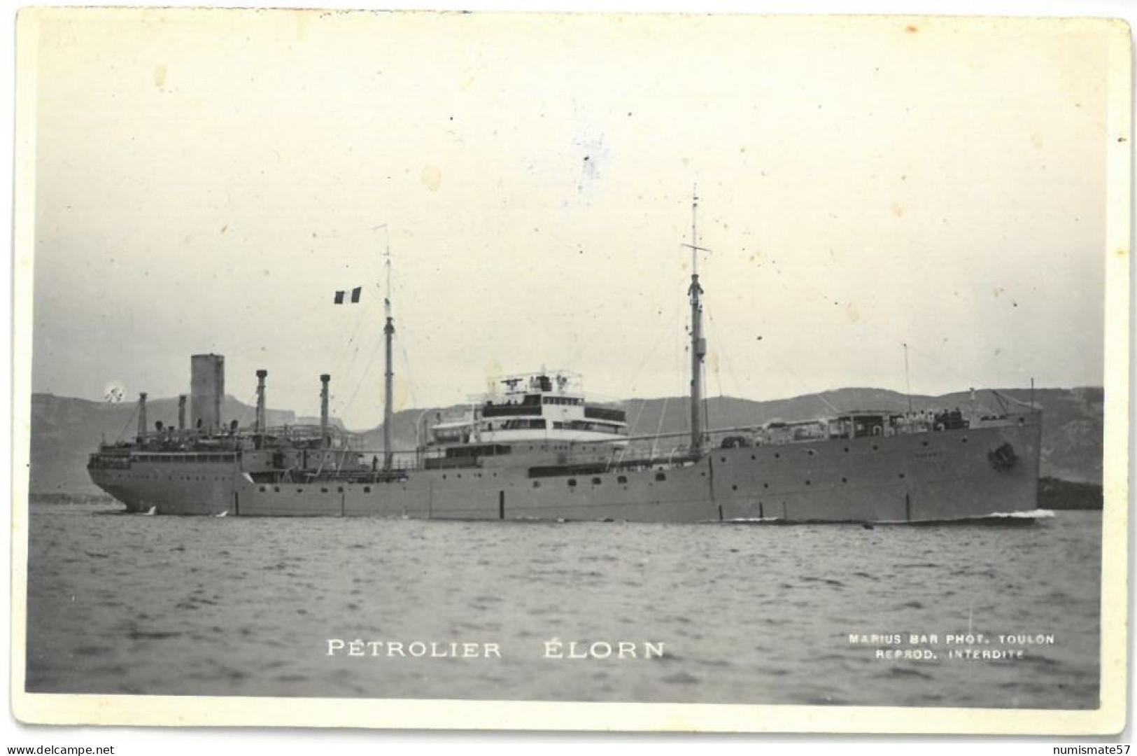 Carte-Photo PETROLIER ELORN - Ed. Marius Bar , Toulon - Tankers