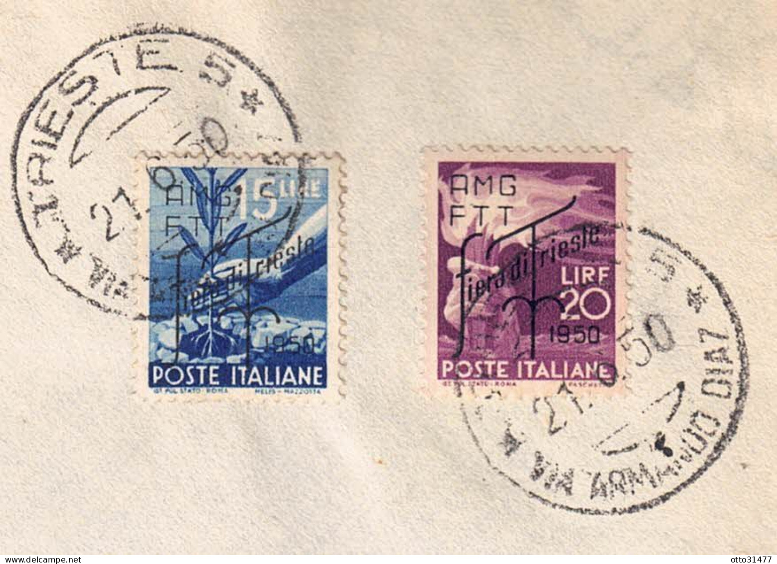 Italien / Triest Zone A - 1950 - Messe In Triest, Nr. 112 - 113 Mit Frühentwertung (21.6.50) - Marcophilie