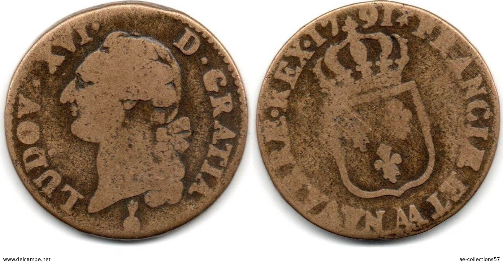 MA 32623 / France - Frankreich 1 Sol 1791 AA 2 ème Semestre Louis XVI TB - 1774-1791 Lodewijjk XVI