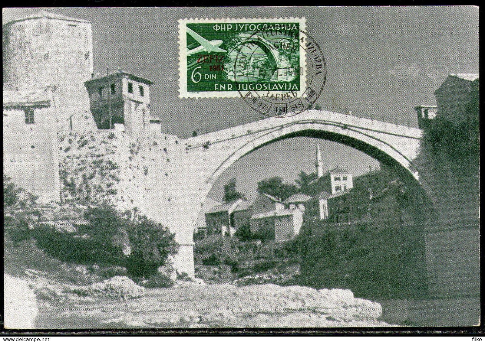 YUGOSLAVIA,1951 ZAGREB ZEFIZ Nice Maximum Card Mostaras Scan - FDC