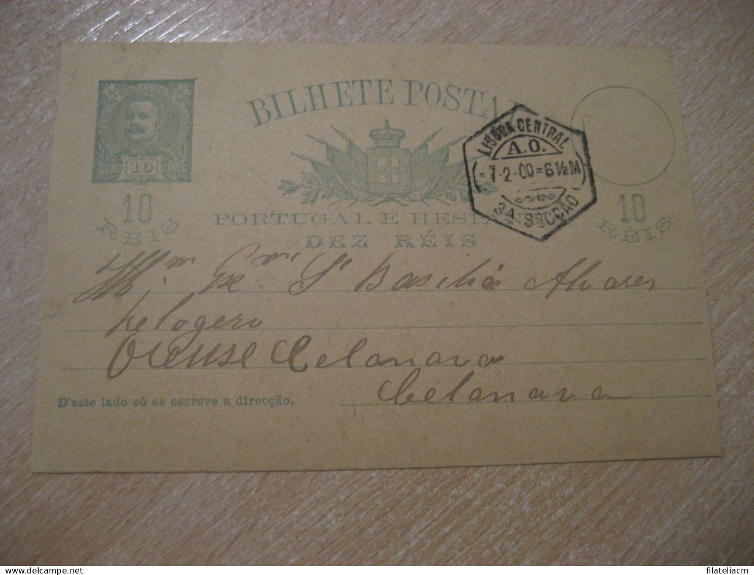 LISBOA 1900 To Celanova Orense Spain Cancel Bilhete Postal Stationery Card PORTUGAL - Lettres & Documents
