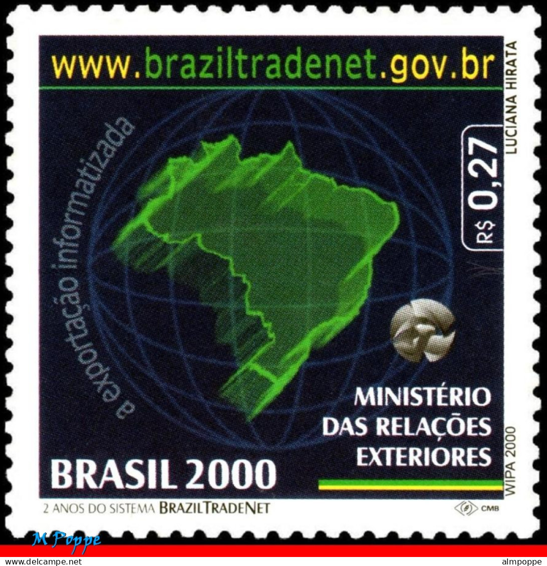 Ref. BR-2741 BRAZIL 2000 - TRADE NET WEBSITE,MAPS, COMPUTING, MI# 3027, MNH, TELECOMMUNICATION 1V Sc# 2741 - Ungebraucht