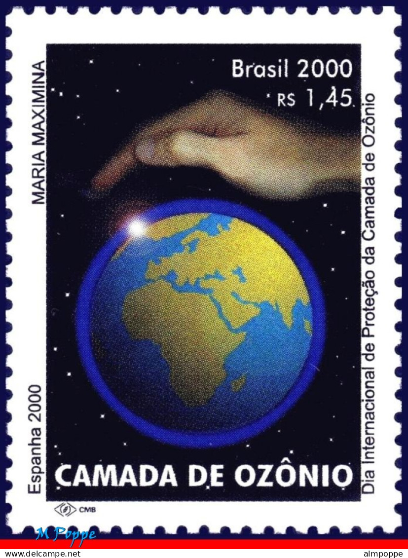 Ref. BR-2761 BRAZIL 2000 - OZONE LAYER PROTECTION,GLOBE, MAP, ENVIRONMENT, MI# 3056, MNH, NATURE 1V Sc# 2761 - Neufs