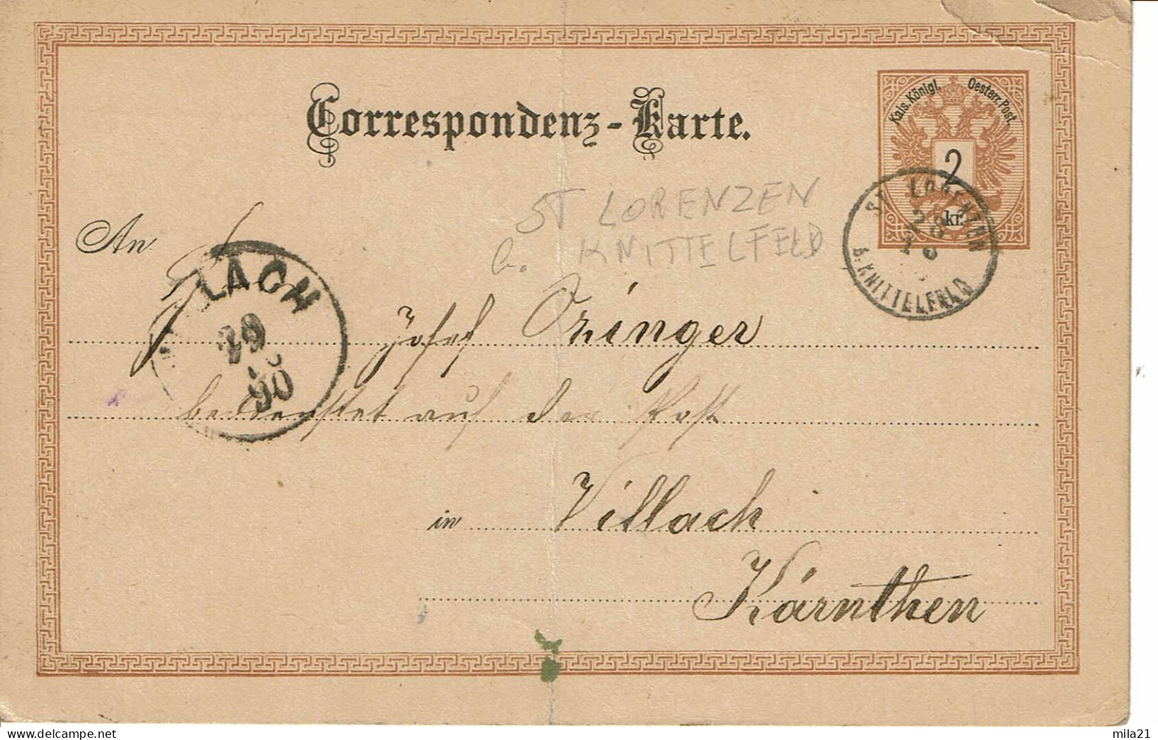 Empire AUTRICHIEN Timbre Type N°40  CORRESPONDENZ KARTE DE 1890 - Postcards