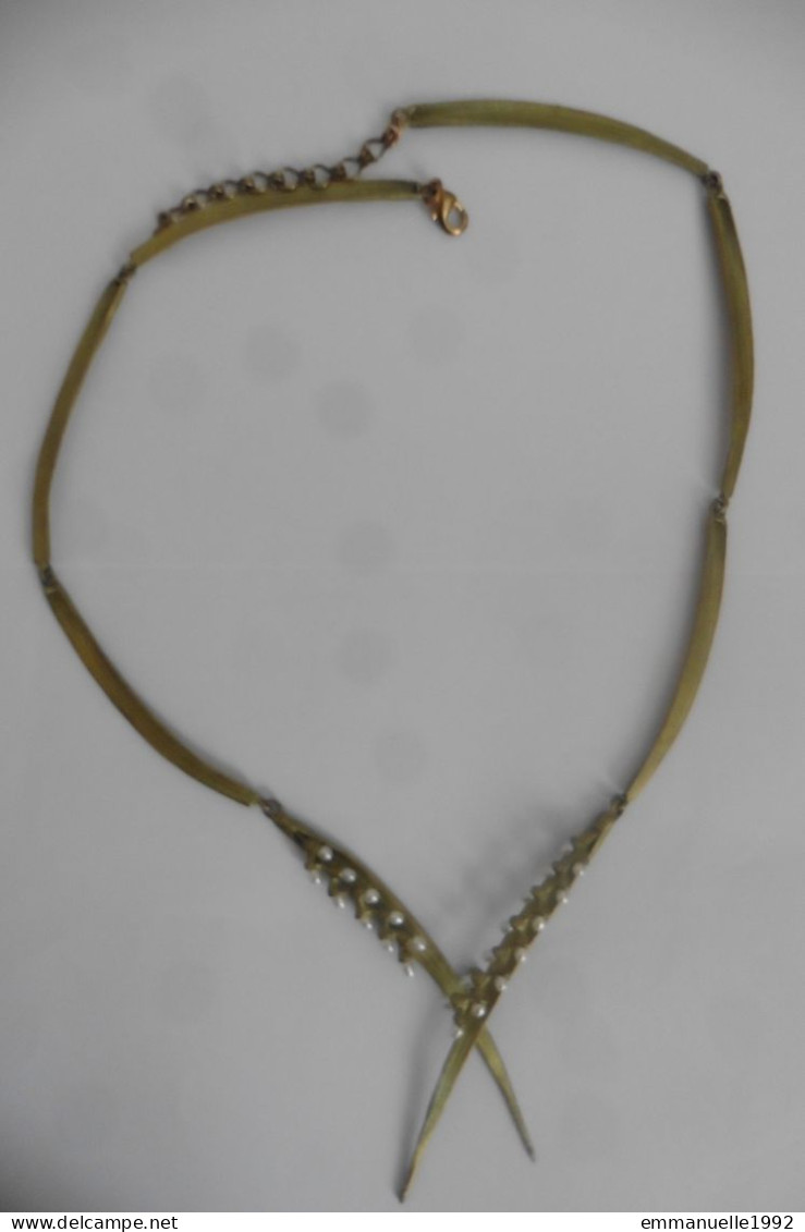 Neuf - Collier Créateur Michael Michaud Riz Bronze Or Perles D'eau Douce - Rice Necklace - Colliers/Chaînes
