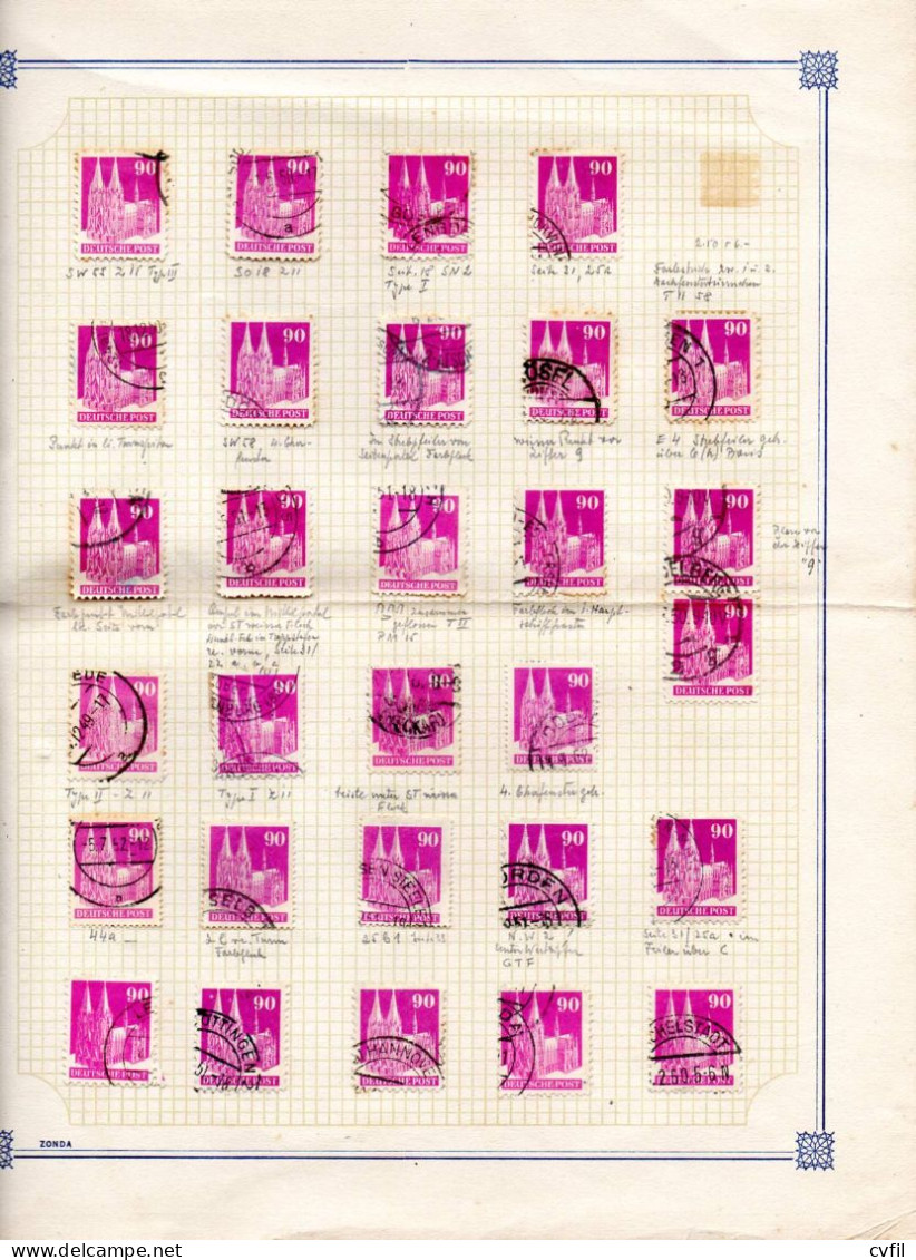 GERMANY AAS Zone 1948. Selection Of Varieties Of The Bauten Series. 108 Used Stamps. - Used