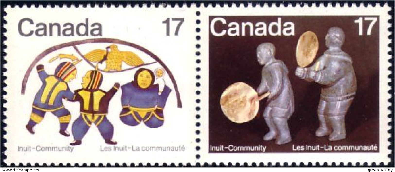 (C08-38aa) Canada Danse Dance Joueurs Tambour Drum Players Soapstone MNH ** Neuf SC - Ungebraucht