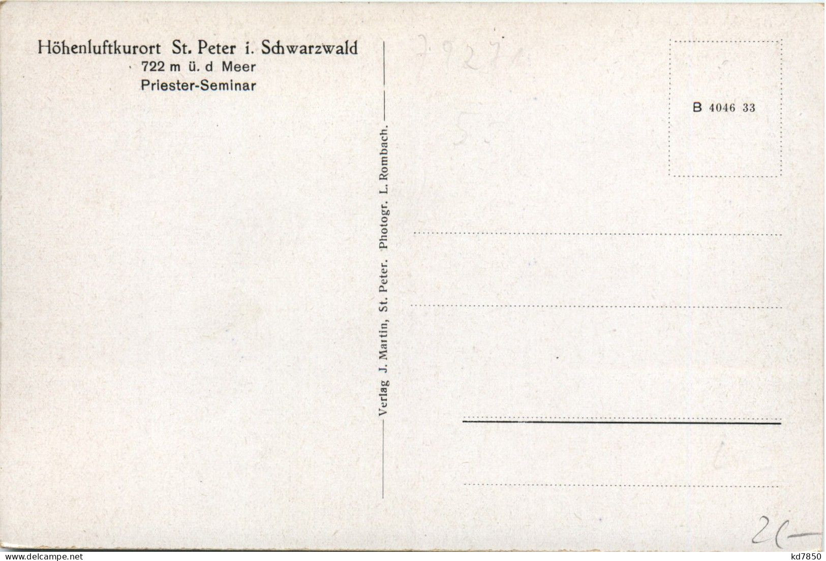 Schwarzwald, Freiburg I.B. Und Div.Orte Mit Umgebung - St.Peter, Priester-Seminar - St. Peter