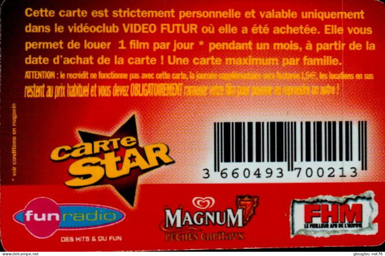 VIDEO FUTUR  VALABLE 30 JOURS  CARTE STAR..  DECALAGE HORAIRE - Suscripción