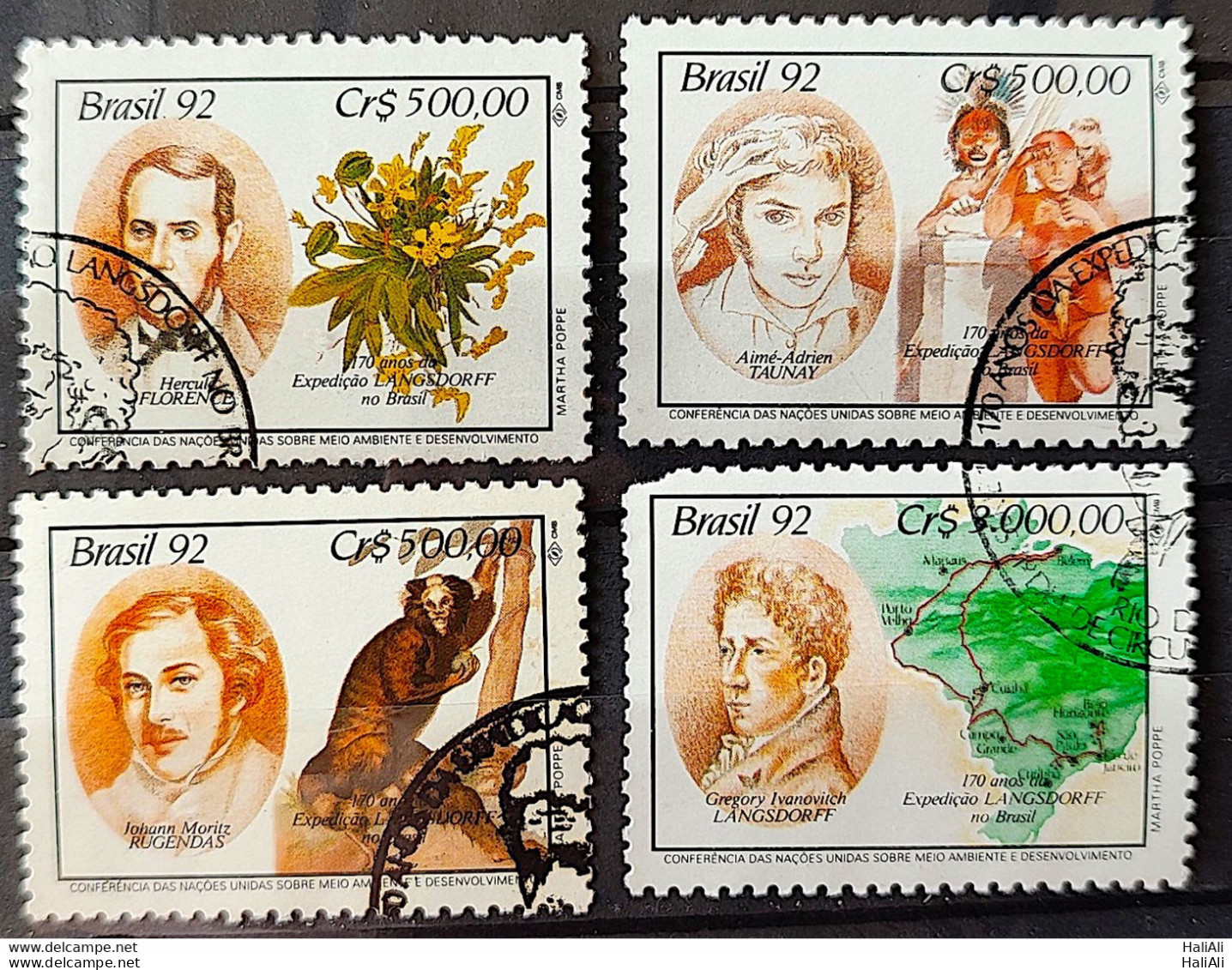 C 1794 Brazil Stamp Expedition Longsdorff Environment Flora 1992 Complete Series Circulated 2 - Used Stamps