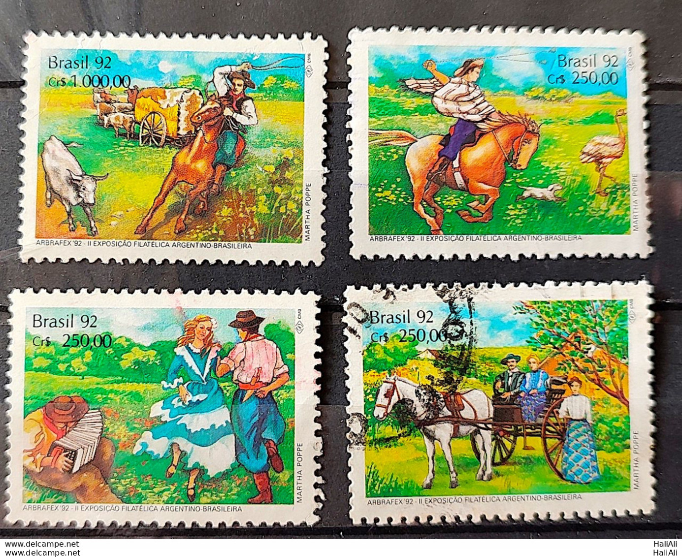 C 1778 Brazil Stamp Arbrafex Argentina Costumes Gauchos Music Gaita 1992 Complete Series Circulated 5 - Used Stamps