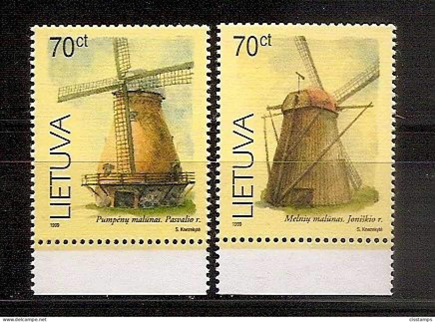 LITHUANIA 1999●Windmills●Mi 696b-97b●Paper Thin Matt, Glue Matt●MNH - Mühlen