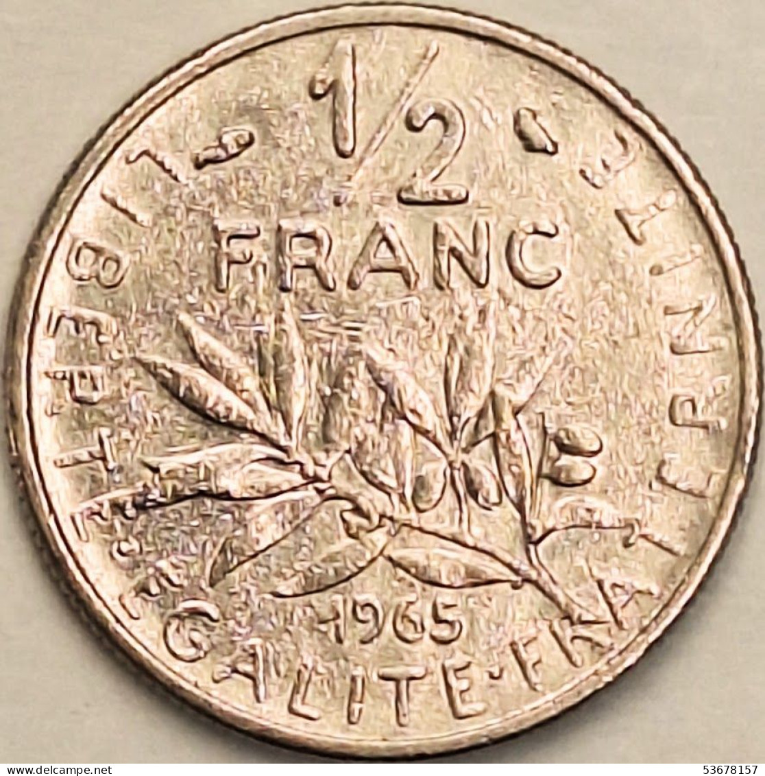 France - 1/2 Franc 1965 Large Legends, KM# 931.1 (#4284) - 1/2 Franc