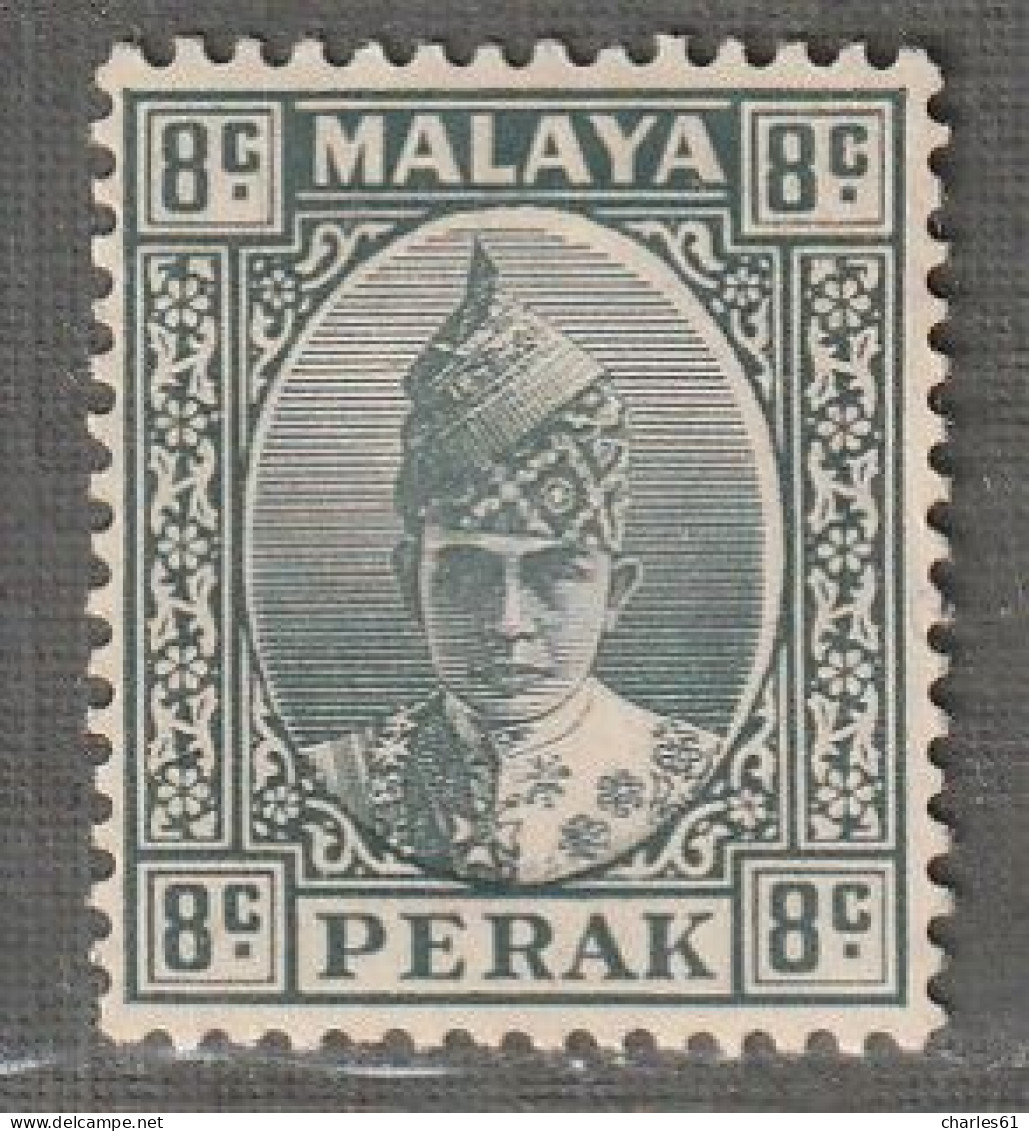 MALAYSIA - PERAK - N°61 * (1938-41) Sultan Iskandar Shah : 8c Gris - Perak