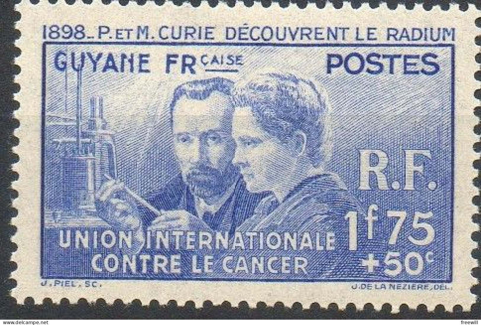 Guyane Française   Pierre Et Marie Curie , Union Internationale Contre Le Cancer  XXX 1938 - Nuevos