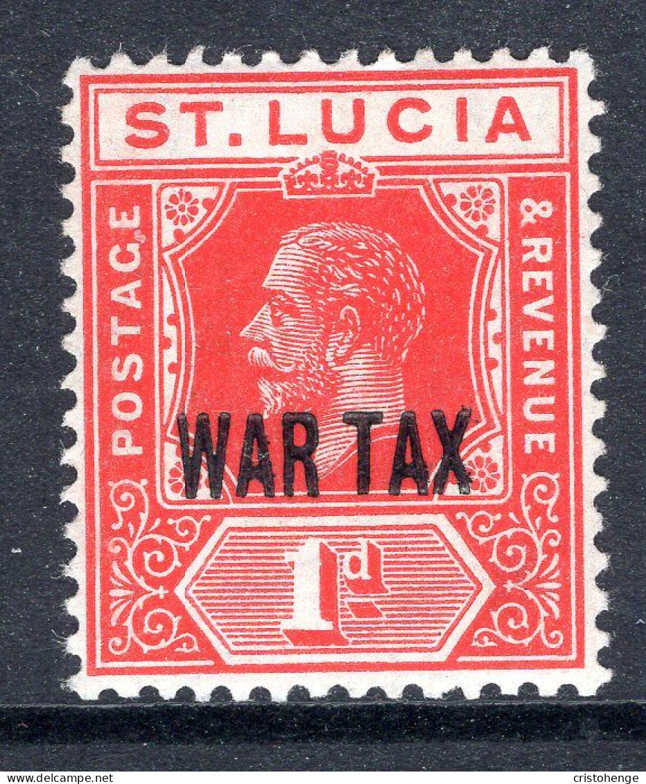 St Lucia 1916 KGV - WAR TAX - 1d Scarlet HM (SG 90) - St.Lucia (...-1978)