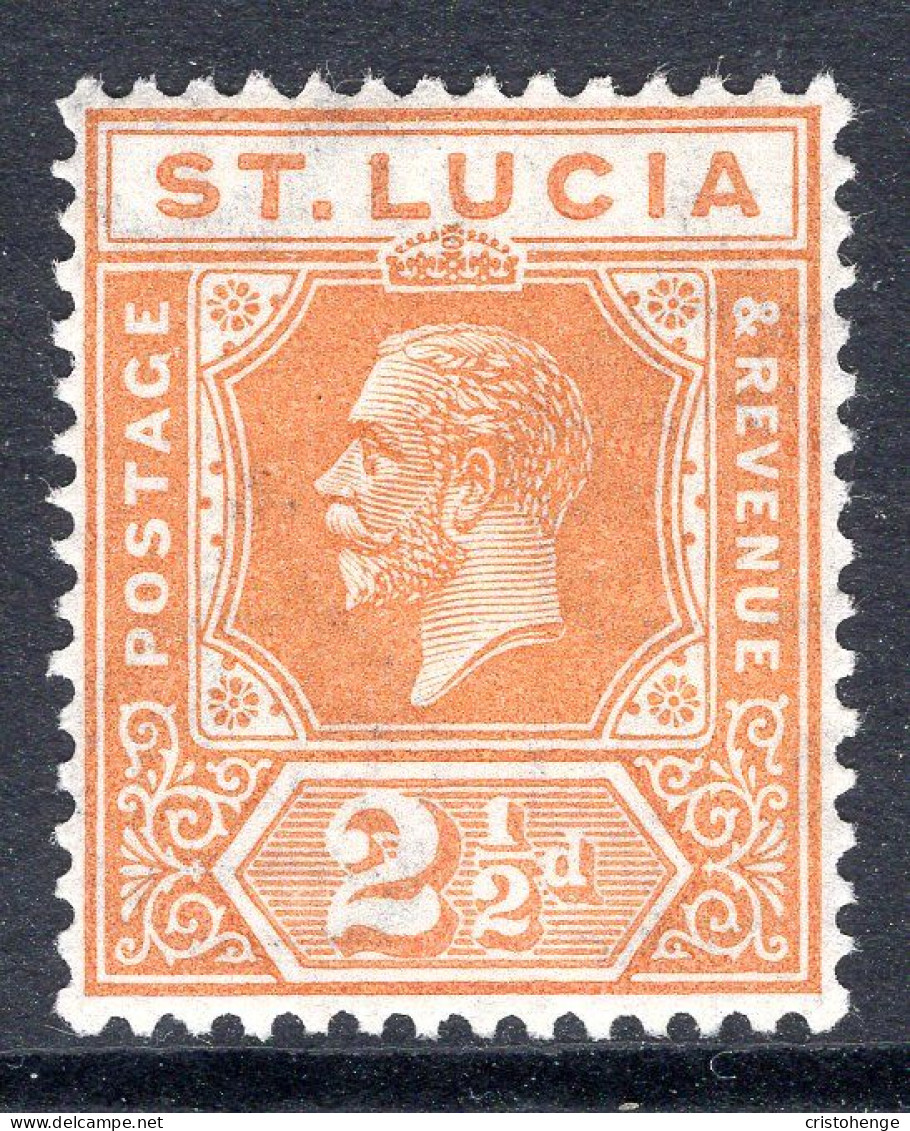 St Lucia 1921-30 KGV - Wmk. Script CA - 2½d Orange HM (SG 97) - Ste Lucie (...-1978)