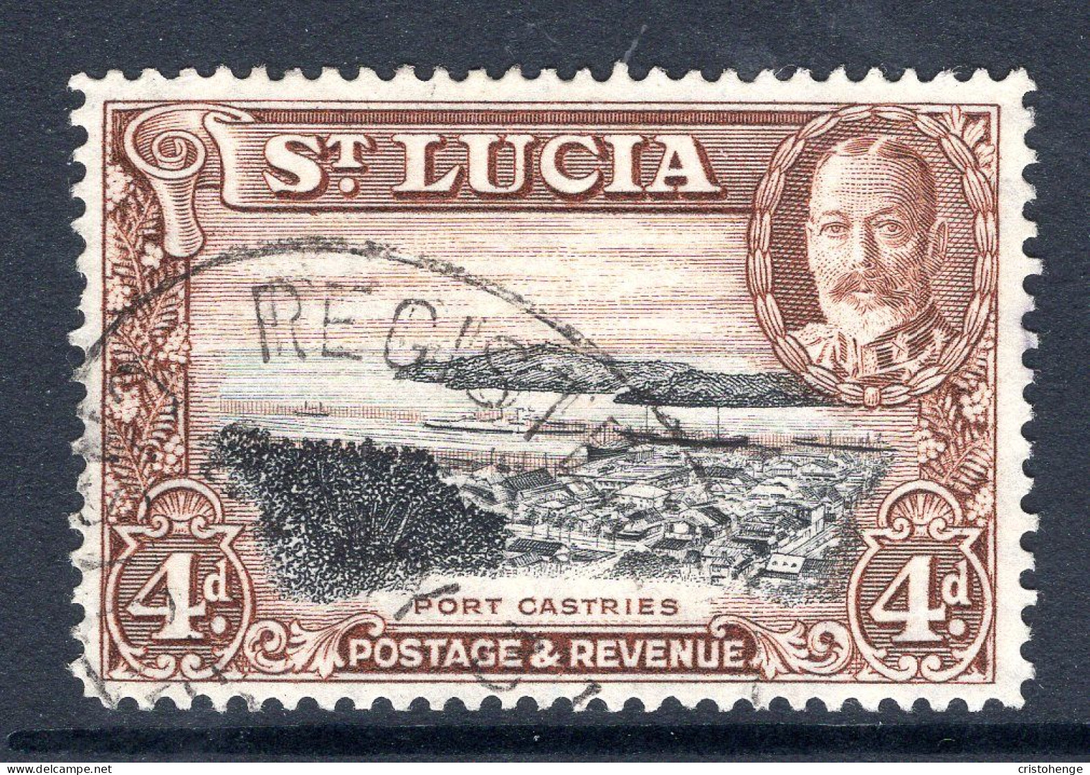 St Lucia 1936 KGV Pictorials - P.14 - 4d Port Castries Used (SG 119) - St.Lucia (...-1978)