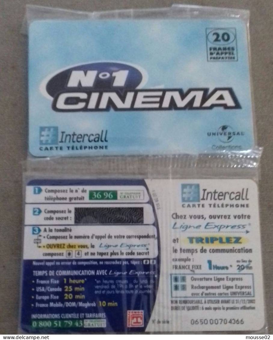 CARTE PRE PAYÉE     INTERCALL  CINEMA  NUMERO  1  DU 31 / 12 /  2002 NEUVE SOUS BLISTER - Sonstige & Ohne Zuordnung