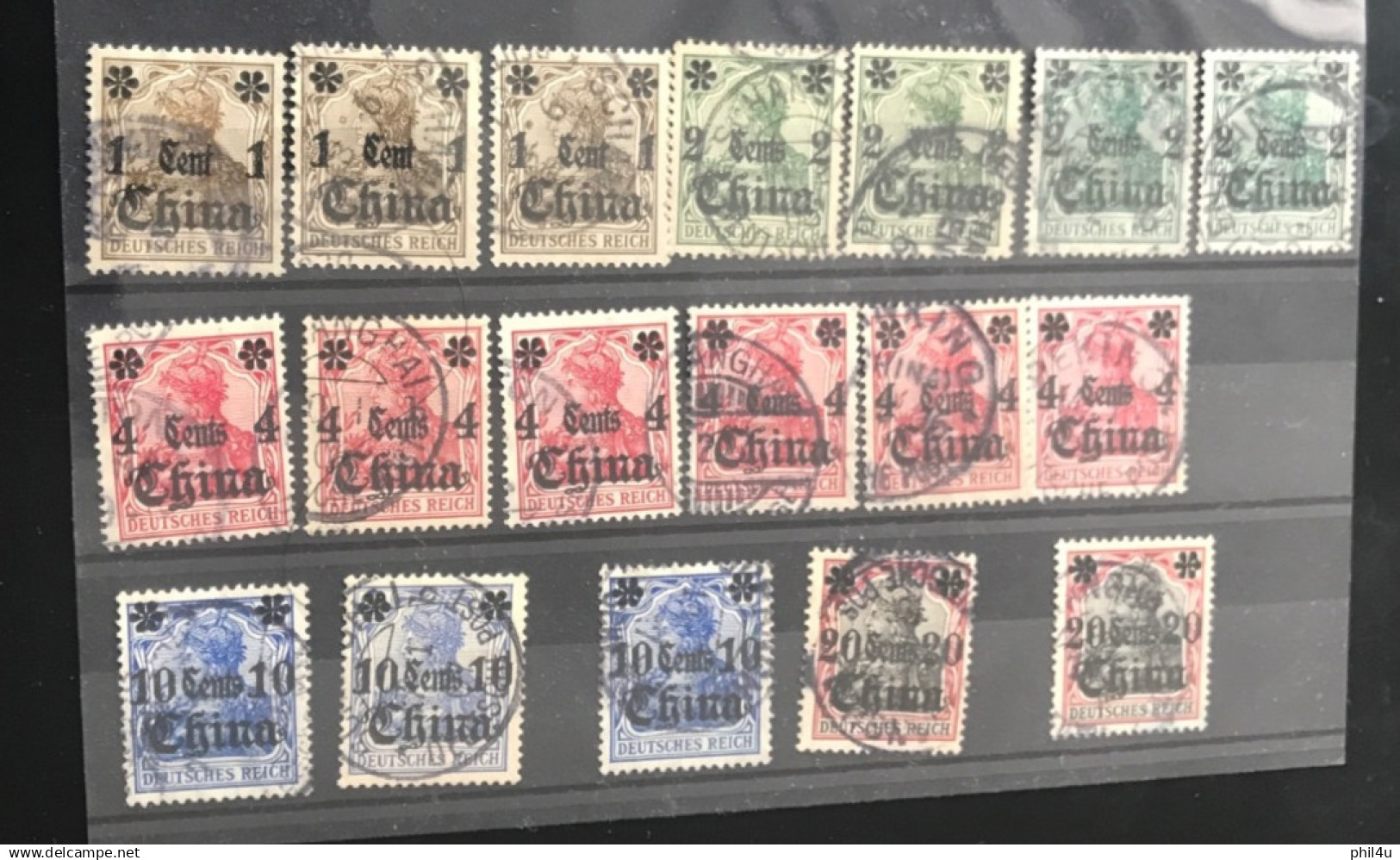 China Overprinted On Deutsch Reich SG1c,2c,4c,10c,20c Cat £66.75 As Per SG2018 £66.75 See Photos - Gebruikt