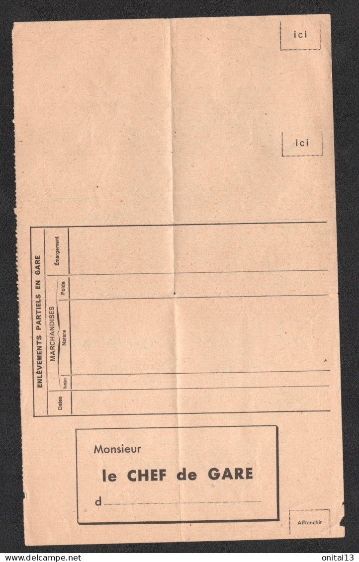 1941 AVIS D'ARRIVEE DE SOCIETE NATIONALE DES CHEMINS DE FER FRANCAIS A CROIX ROUGE MOULINS SNCF PLM F149 - Railway