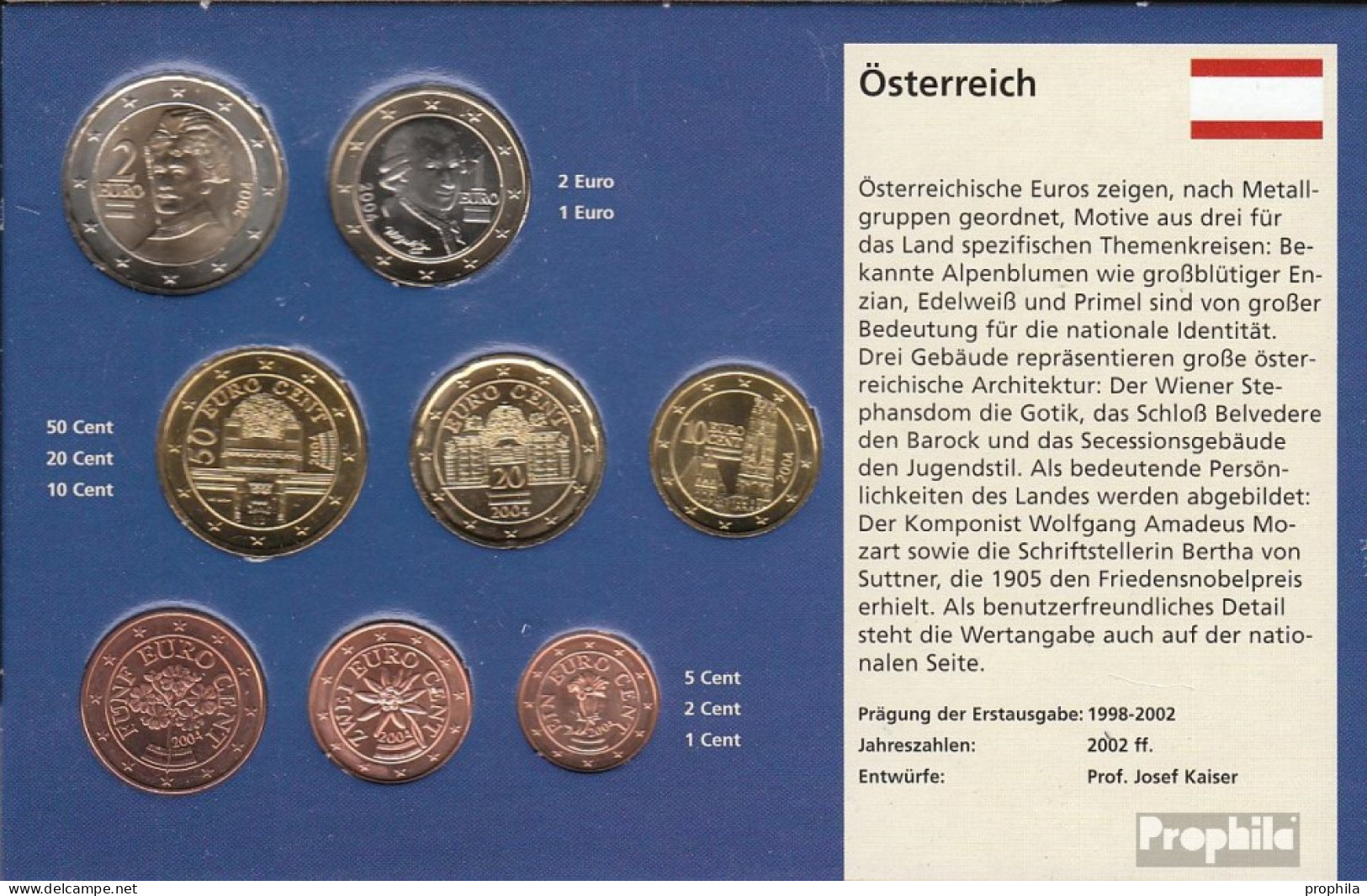 Österreich 2004 Stgl./unzirkuliert Kursmünzensatz 2004 EURO-Nachauflage - Autriche