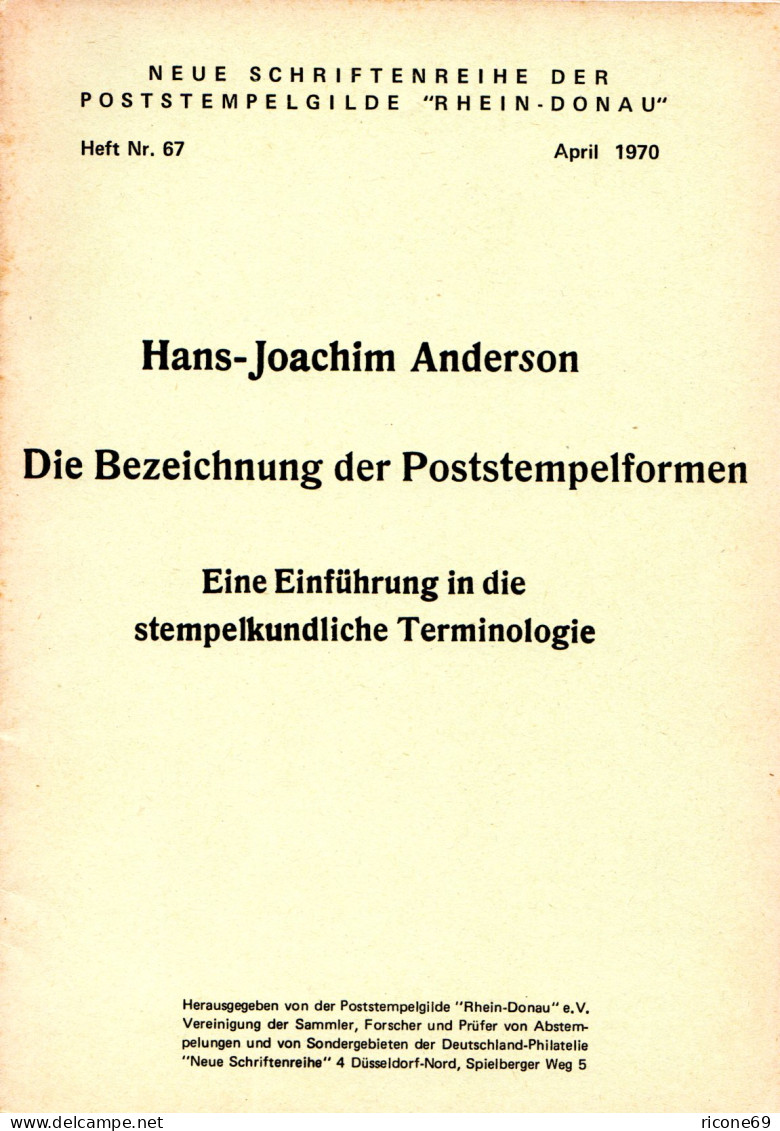 Anderson, Die Bezeichnung Der Poststempelformen, 41 S. - Otros & Sin Clasificación