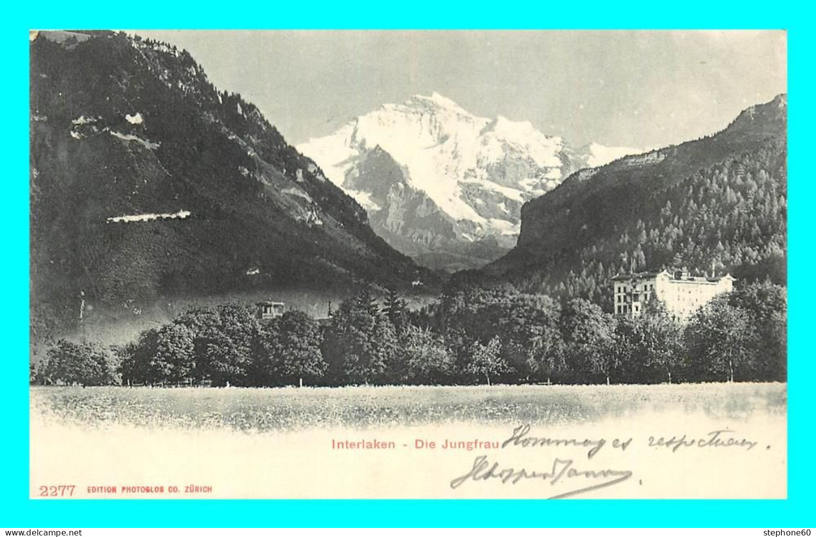 A736 / 219 Timbre 10c Cachet Sur Carte INTERLAKEN Die Jungfrau - Briefe U. Dokumente