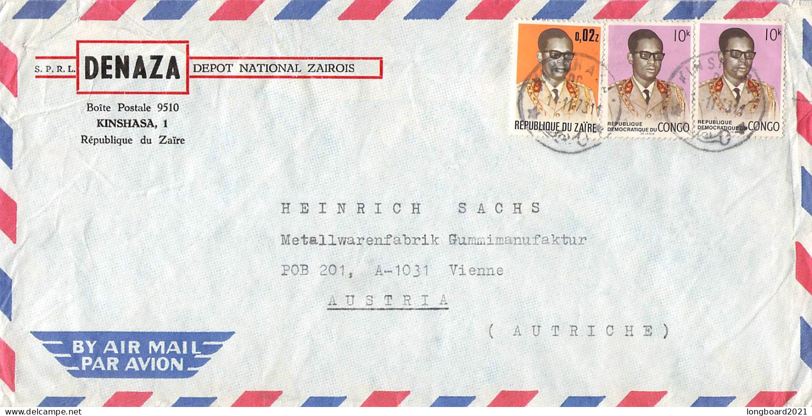 ZAIRE - AIR MAIL 1973 - WIEN/AT / 6262 - Lettres & Documents