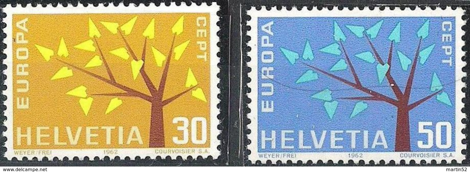 Schweiz Suisse Europa 1962: ABART VARIÉTE Zu 389-390.2.01 "Kurzer Ast" (branche Courte) ** MNH (Zu CHF 80.00) - Errors & Oddities