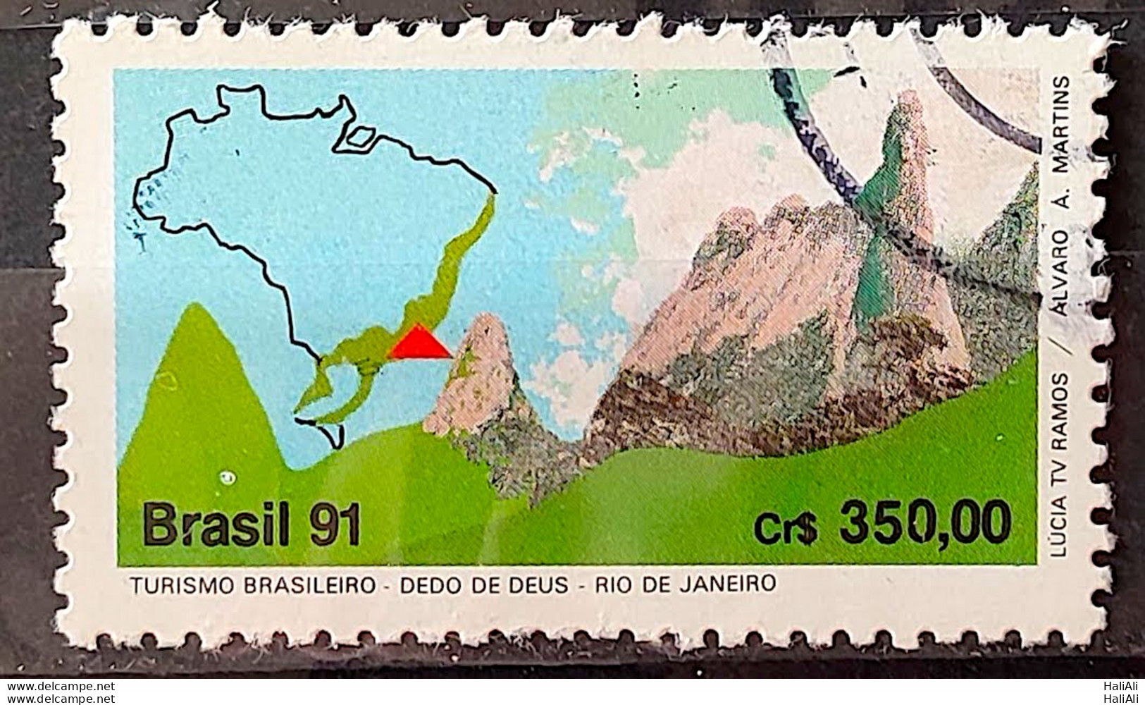 C 1743 Brazil Stamp Turismo Finger Of God Map 1991 Circulated 2 - Oblitérés