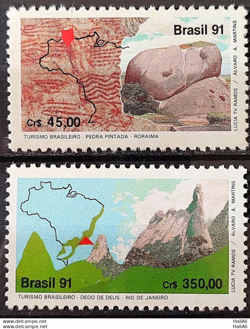 C 1742 Brazil Stamp Tourism Painted Painted Roraima Finger Of God Map 1991 Block Of 4 - Unused Stamps