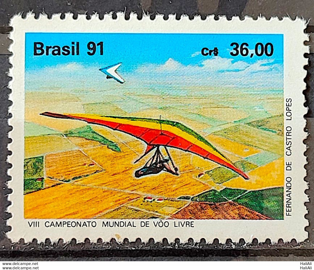 C 1726 Brazil Stamp Free Flight Asa Delta Sports Radical Governor Valadares Minas Gerais 1991 - Ungebraucht