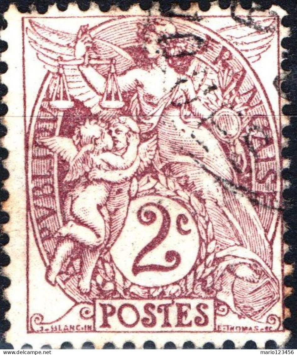 FRANCIA, FRANCE, TIPO “BLANC”, 2 C., 1900, FRANCOBOLLI USATI Yt:FR 108, Scott:FR 110 - Gebraucht