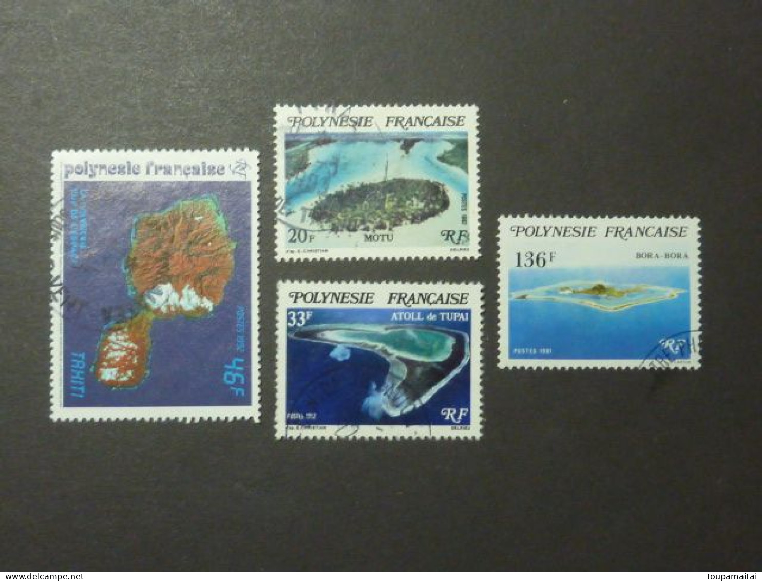 POLYNESIE FRANCAISE, Années 1981-92,  YT N° 173-186-187 + 405 Oblitérés, ILE TAHITI, ATOLL TUPAI, MOTU - Oblitérés