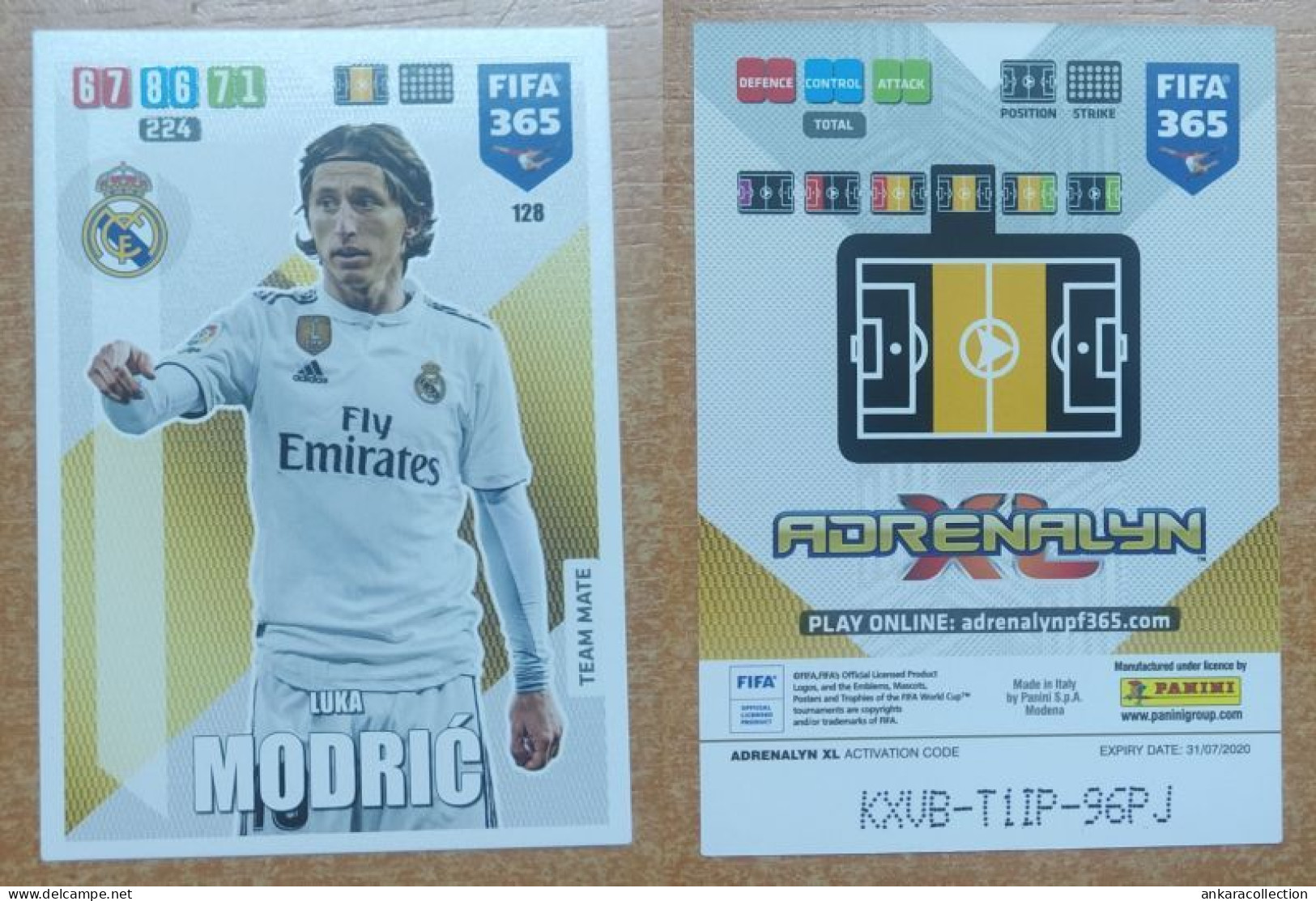 AC - 128 LUKA MODRIC  REAL MADRID CF  PANINI FIFA 365 2020 ADRENALYN TRADING CARD - Trading Cards