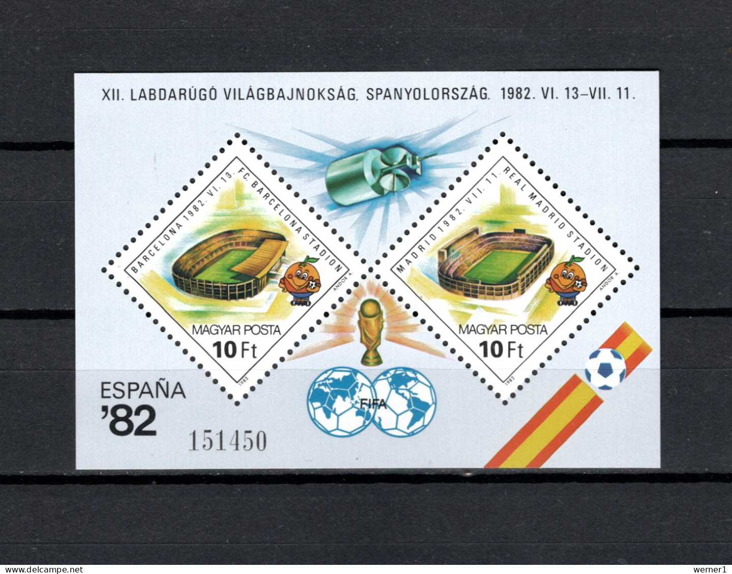 Hungary 1982 Space, Football Soccer World Cup S/s MNH - Europe