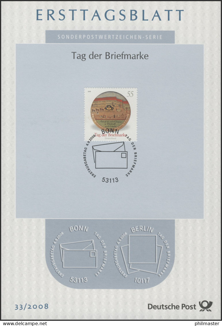 ETB 33/2008 Tag Der Briefmarke, Schätze Der Philatelie, Eilwagen In Ohrdruf - 2001-2010