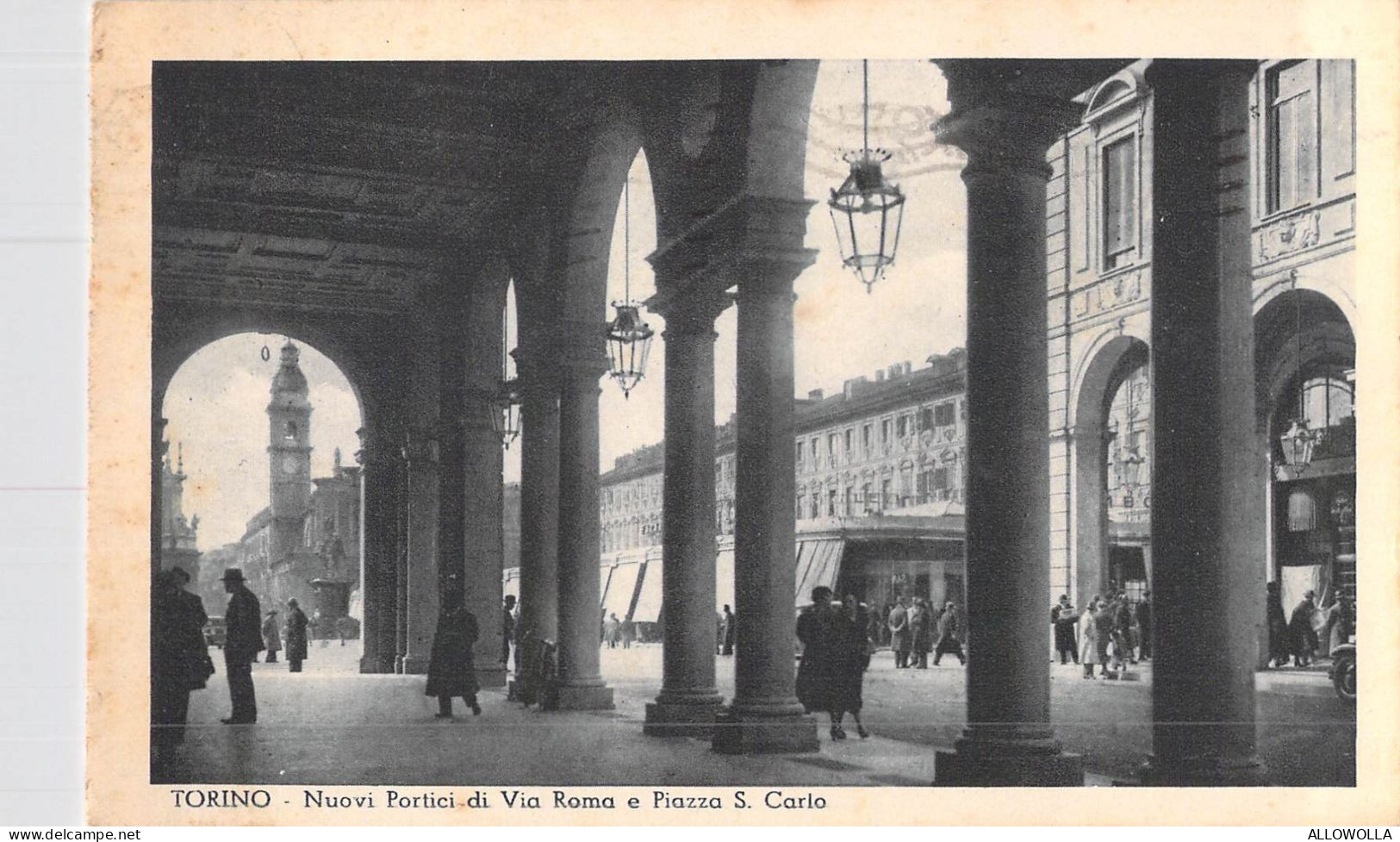 26757 " TORINO-NUOVI PORTICI DI VIA ROMA E PIAZZA S. CARLO " ANIMATA-VERA FOTO-CART. POST.SPED.1937 - Orte & Plätze