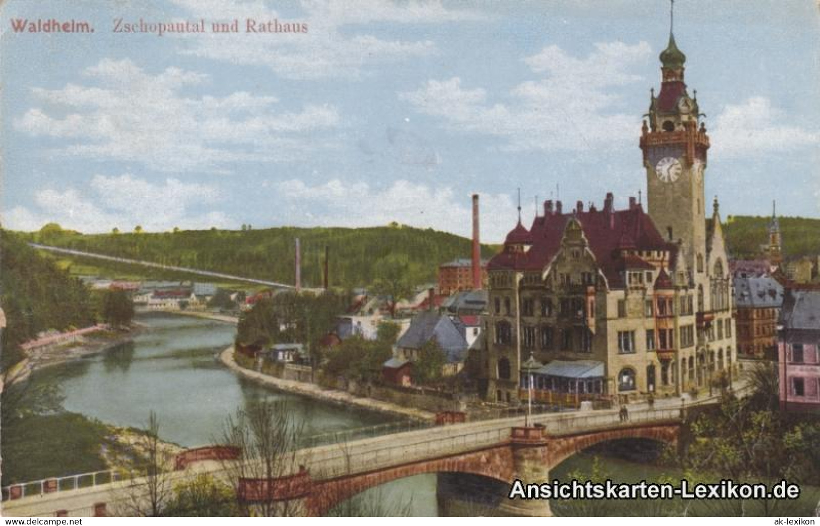 Ansichtskarte Waldheim (Sachsen) Zschopautal - Fabriken Und Rathaus 1921 - Waldheim