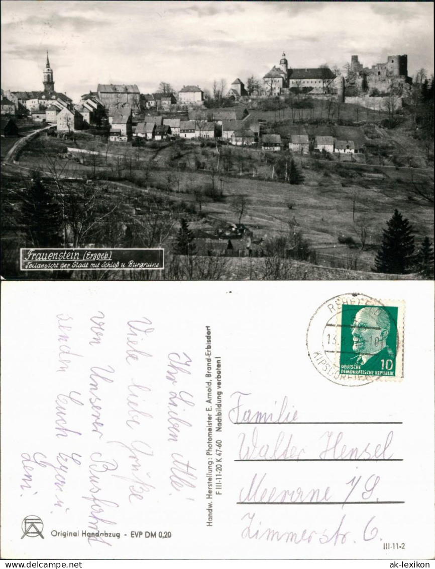 Frauenstein (Erzgebirge) Teilansicht Der Stadt Mit Schloß Und Burgruine 1962 - Frauenstein (Erzgeb.)