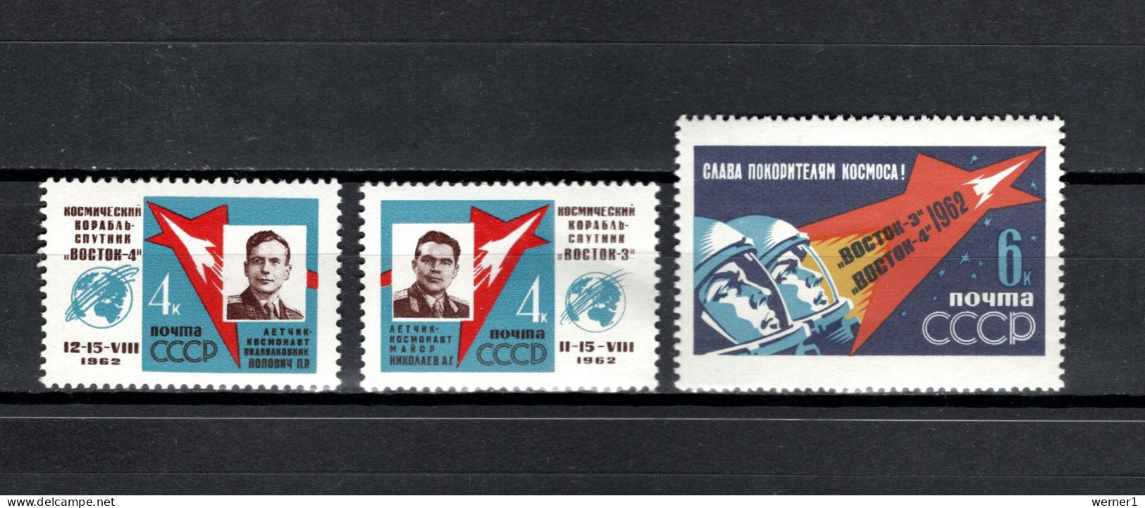 USSR Russia 1962 Space, Vostok 3 And 4, Set Of 3 MNH - Rusia & URSS