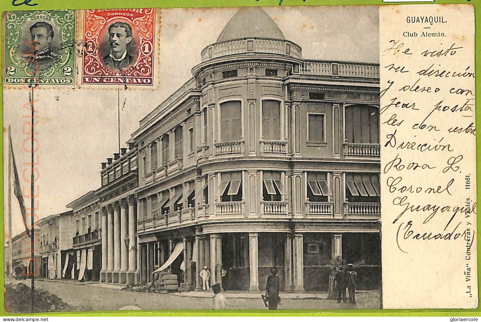 Af2360 - ECUADOR - Vintage Postcard - Guayaquil - Club Aleman - 1905 - Equateur