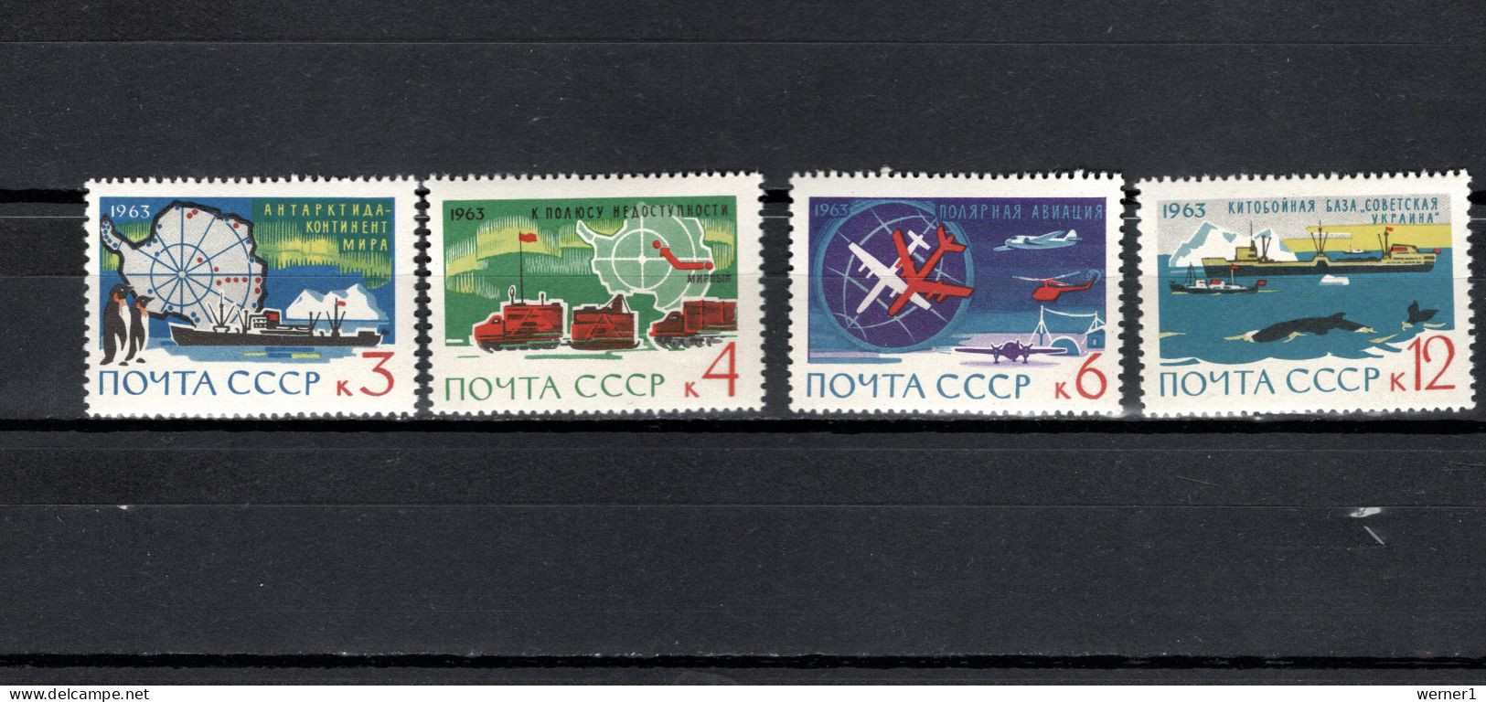 USSR Russia 1963 Space, Antarctic Set Of 4 MNH - Rusia & URSS