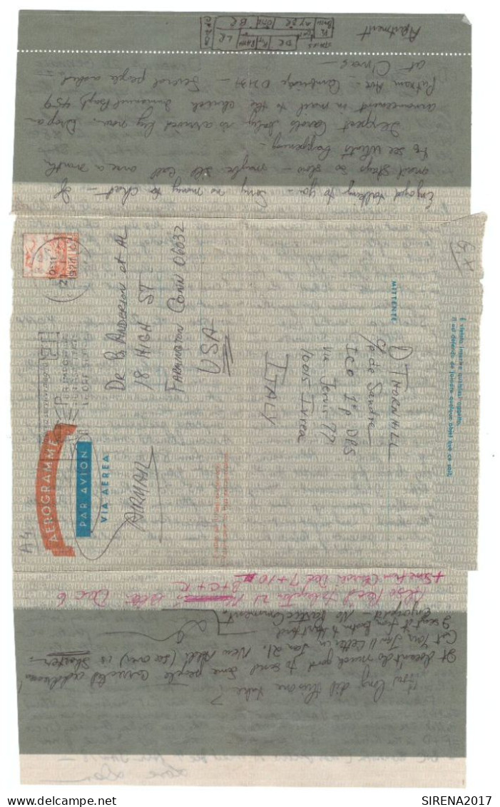 1960 AEROGRAMME LIRE 110 PER EXTRAEUROPA - VIAGGIATO - Stamped Stationery