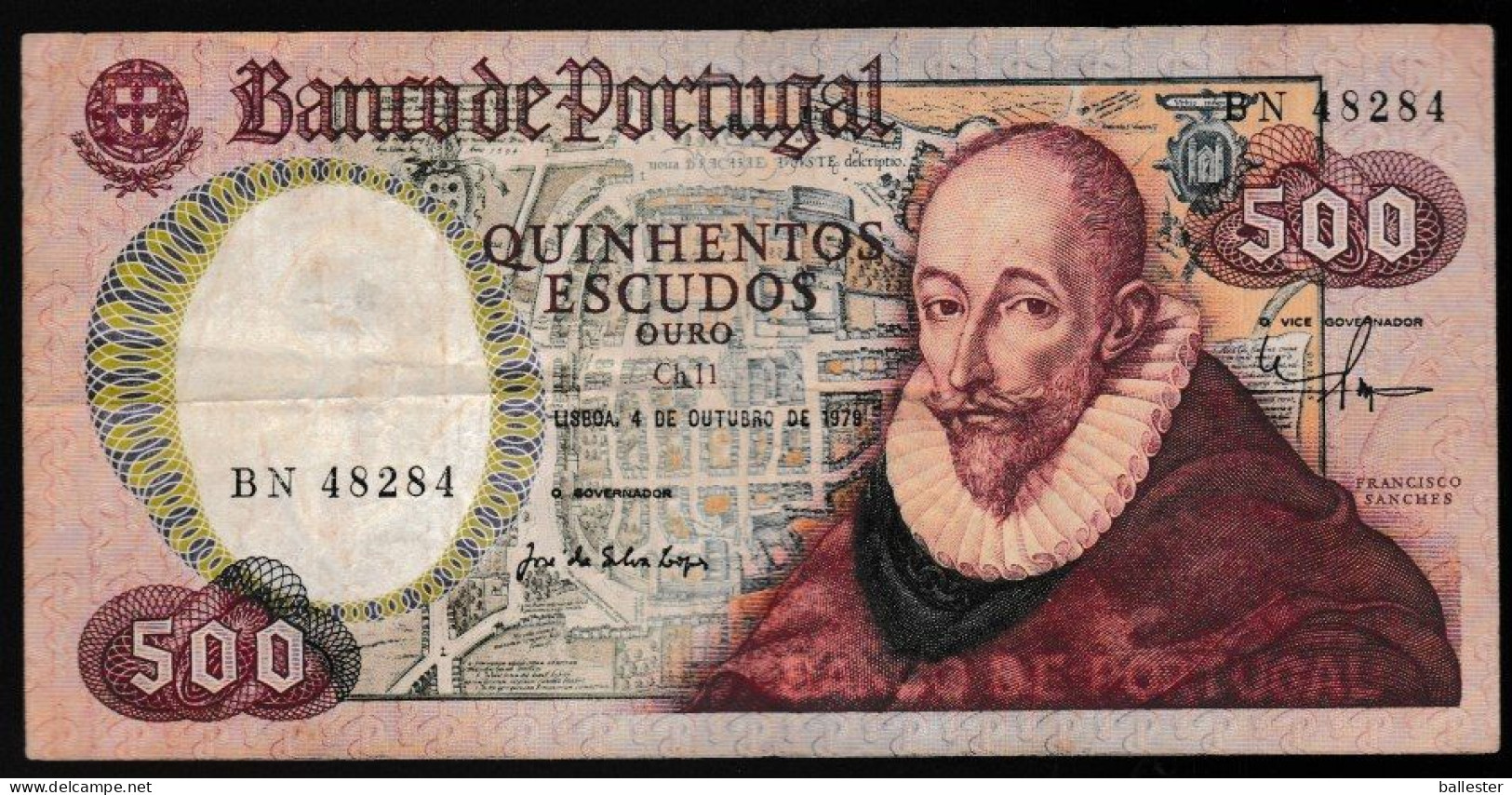 Portugal - Nota 500 Escudos Francisco Sanches 1979 (CAPICUA 48284) - Portugal