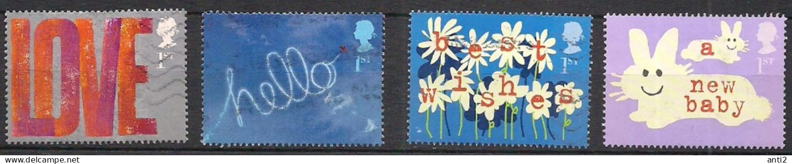 Great Britain  2002 Greeting Stamps Mi 1988-1992, Cancelled(o)   Four Values - Used Stamps