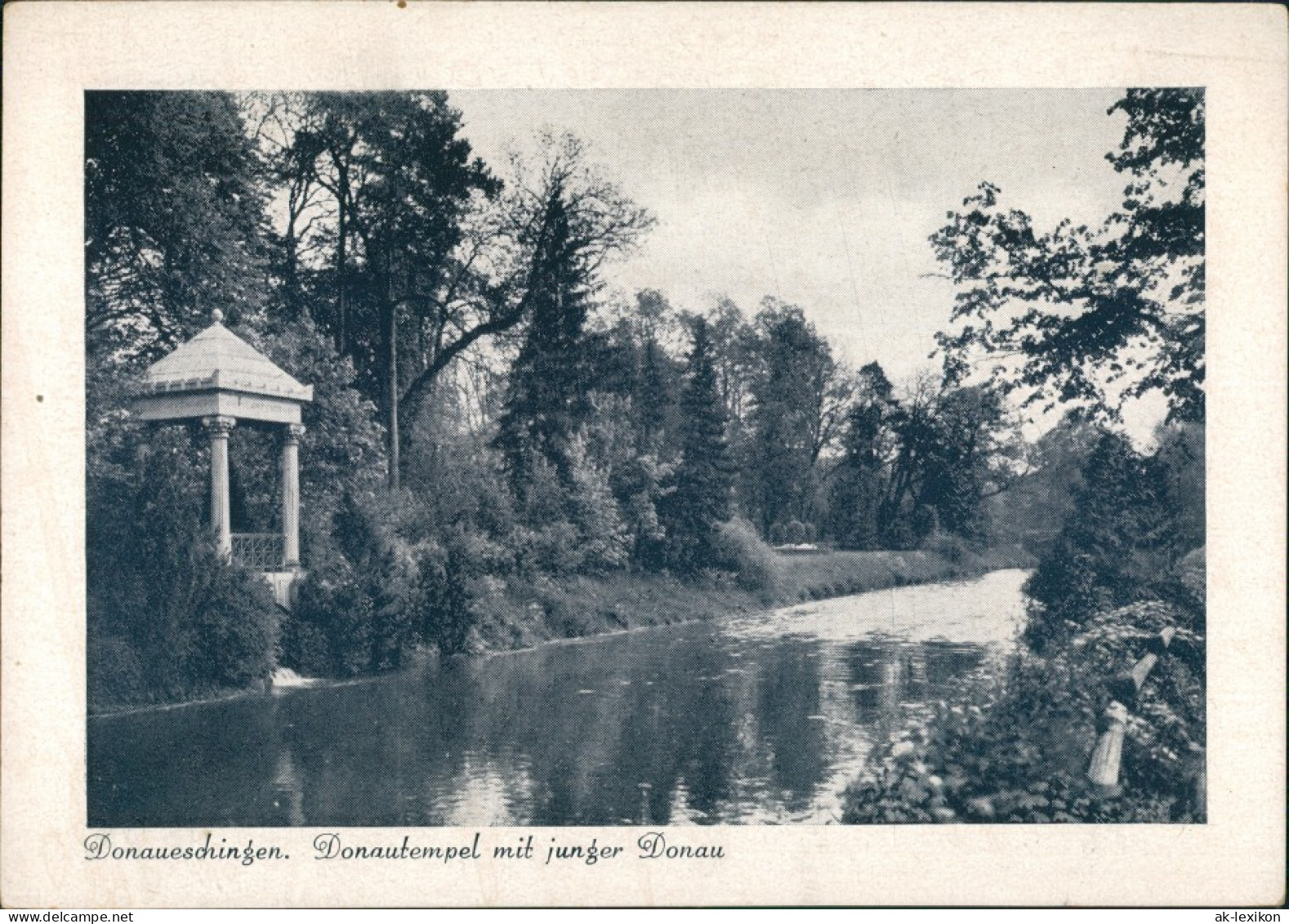 Donaueschingen Donau-Tempel Mit "junger Donau", Fluss Partie, Ungelaufen 1934  - Donaueschingen