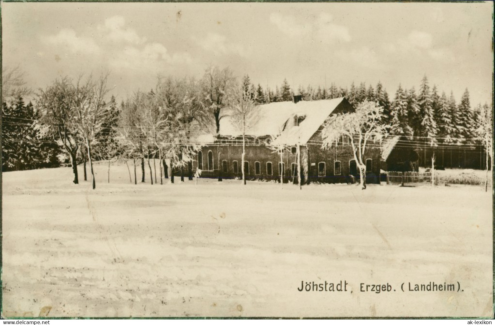 Ansichtskarte Jöhstadt (Erzgebirge) Winterpartie Am Landheim 1928  - Jöhstadt